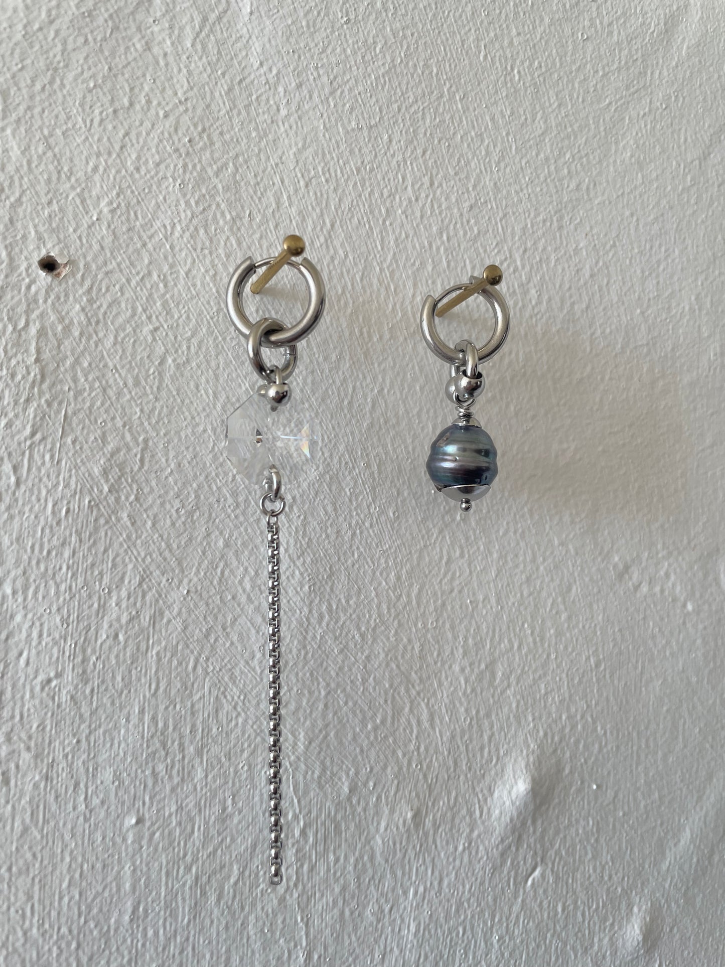 freshwater pearl and chandelier crystal earrings by Eloy Santos