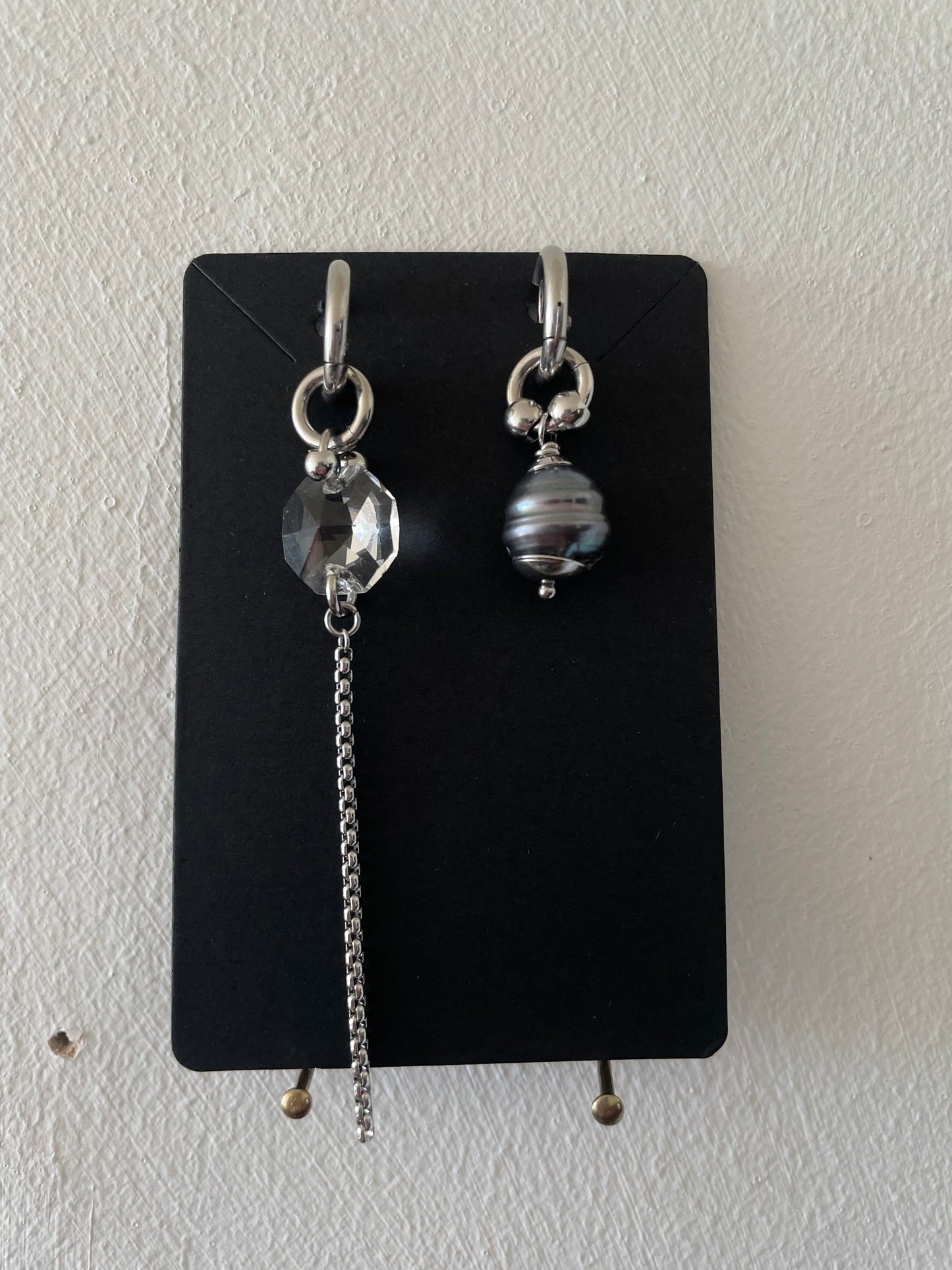 freshwater pearl and chandelier crystal earrings by Eloy Santos