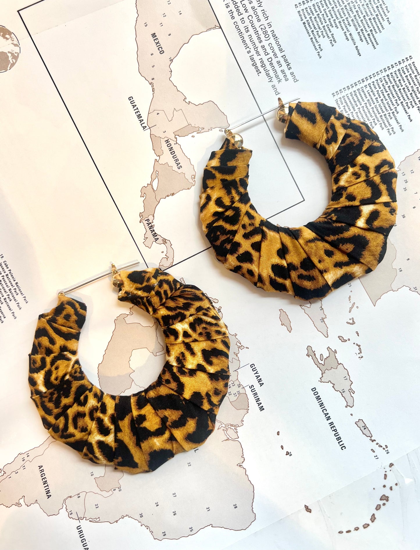 Big Handmade Leopard Print Wrapped Earrings by Gangster Wraps