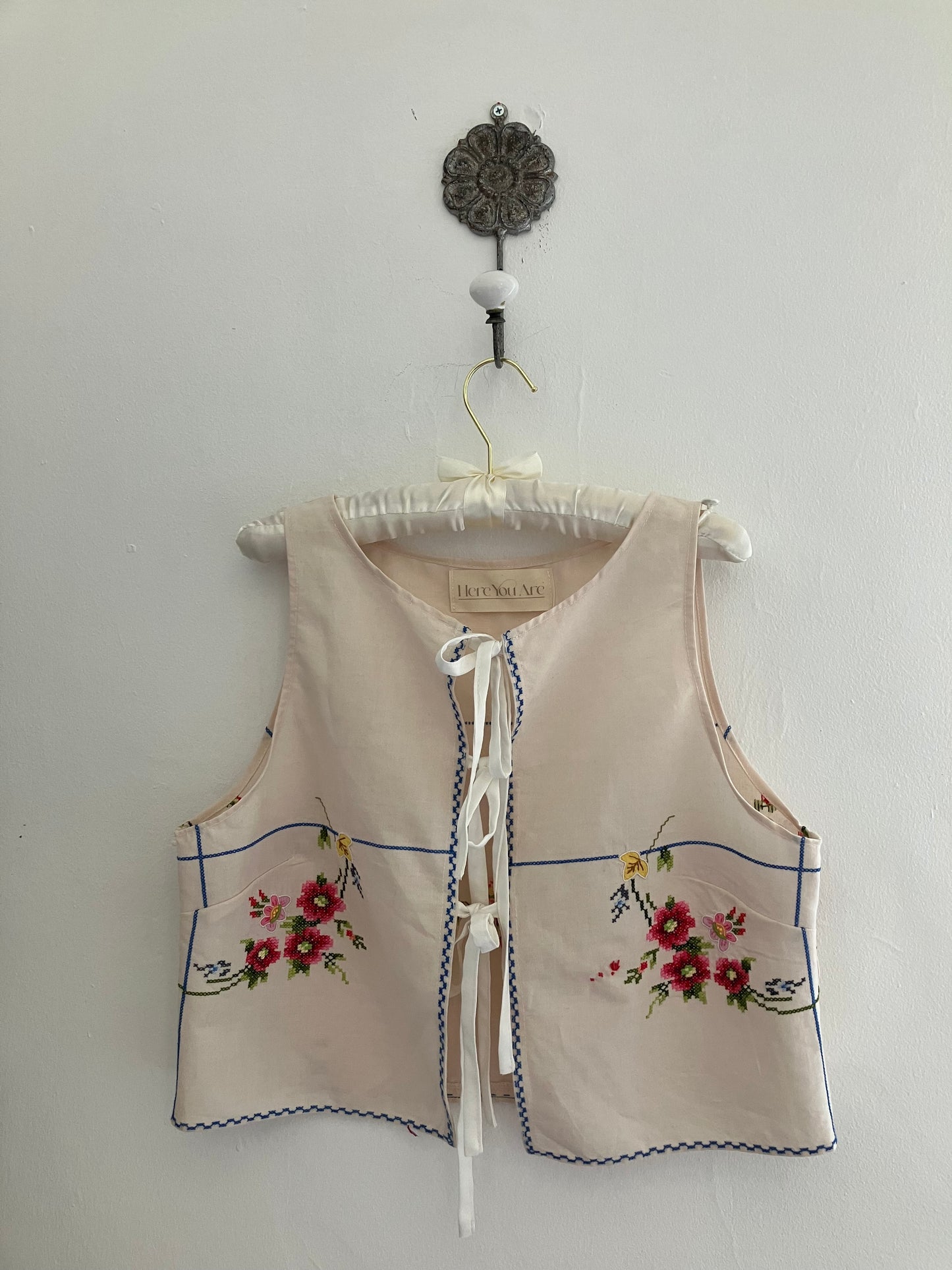 Embroidered Floral Vest By Here You Are