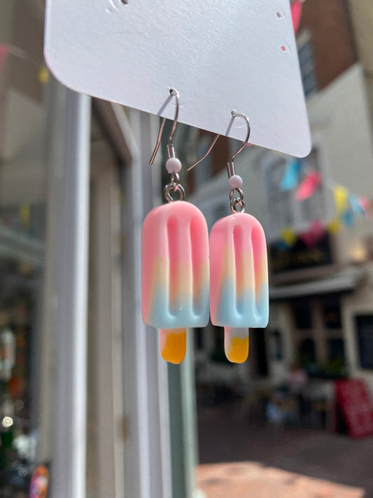 Ice Pop Pink Blue steel silver earrings by Thanks for Nothing