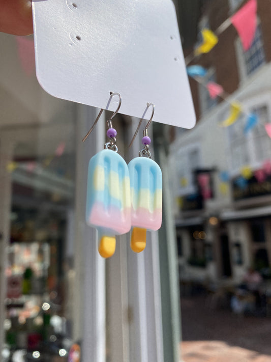 Ice Pop Blue Pink steel silver earrings by Thanks for Nothing