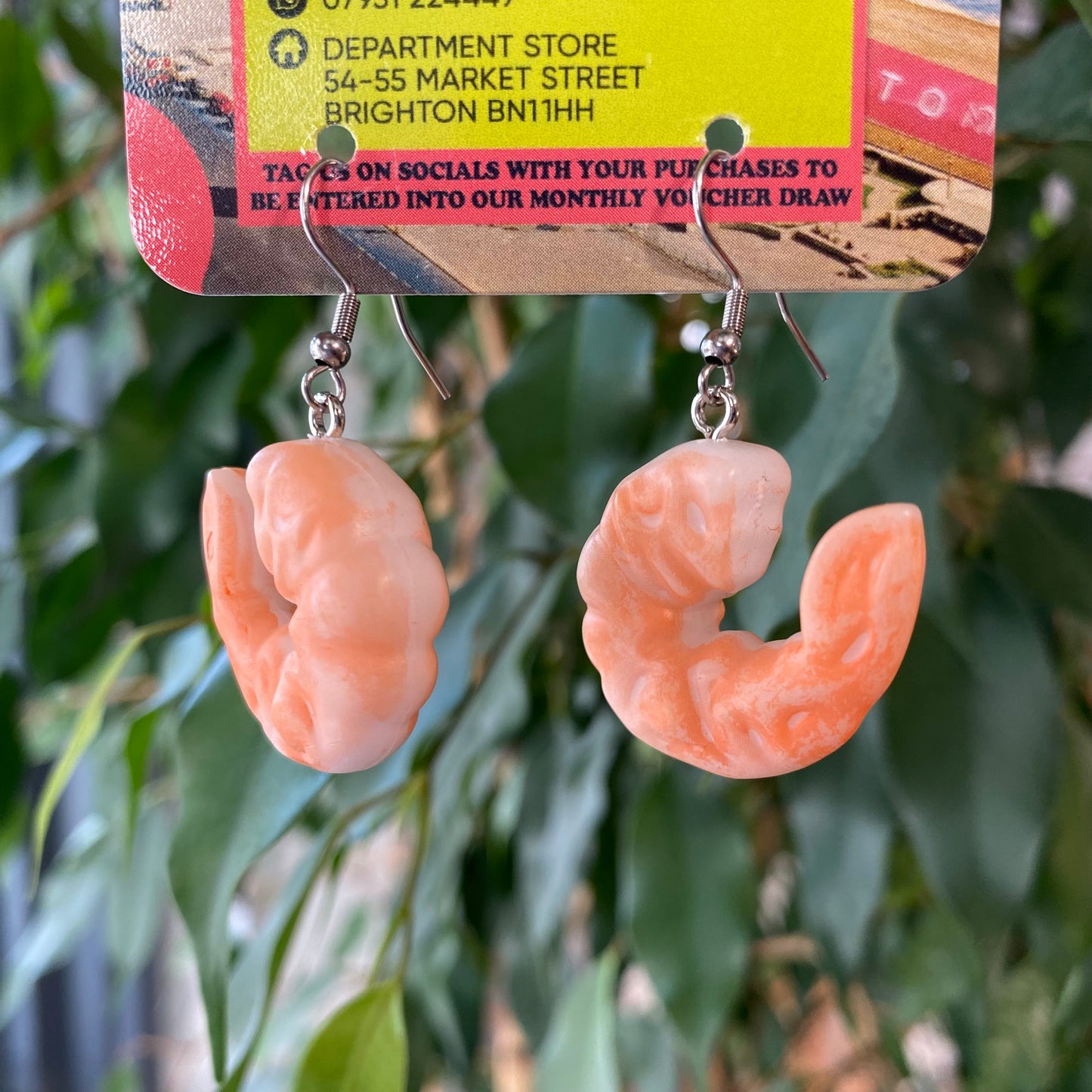 Prawn stainless steel silver earrings by Thanks for Nothing