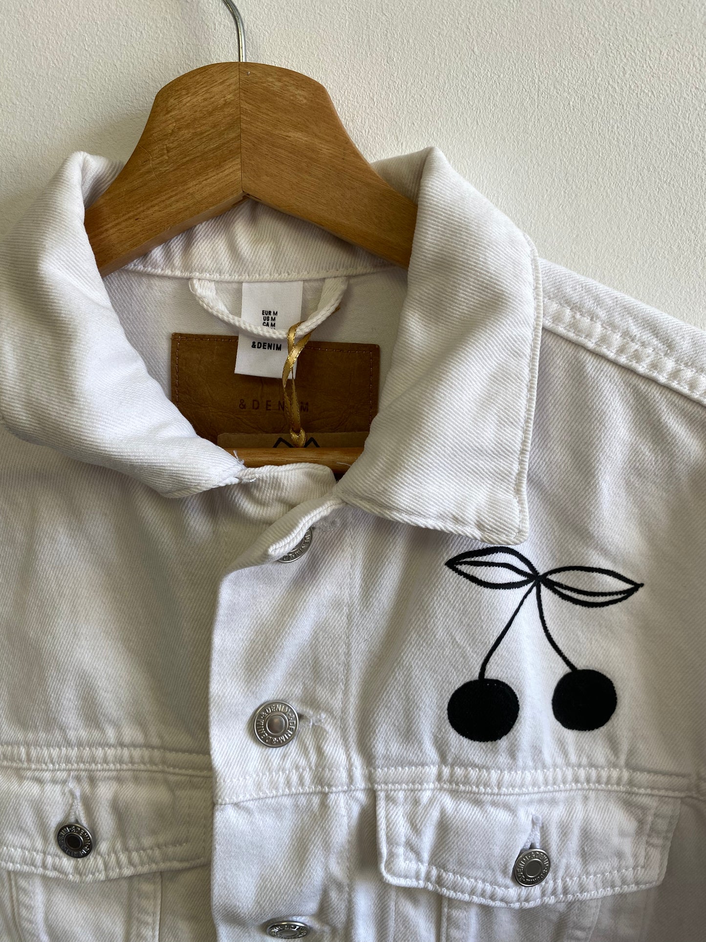 Reclaimed White Denim Jacket Hand Painted by Anna Soba