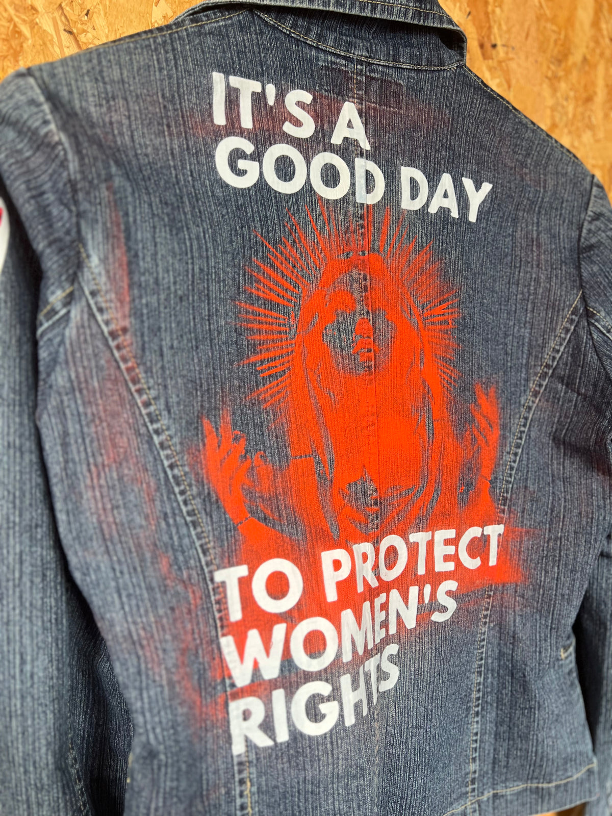 Feminist Reworked Denim Jacket With Patches And Pins By Snacks