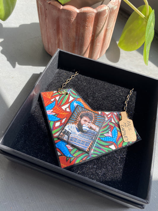 Paul McCartney one of a kind hand painted Necklace by KIKI Na Art
