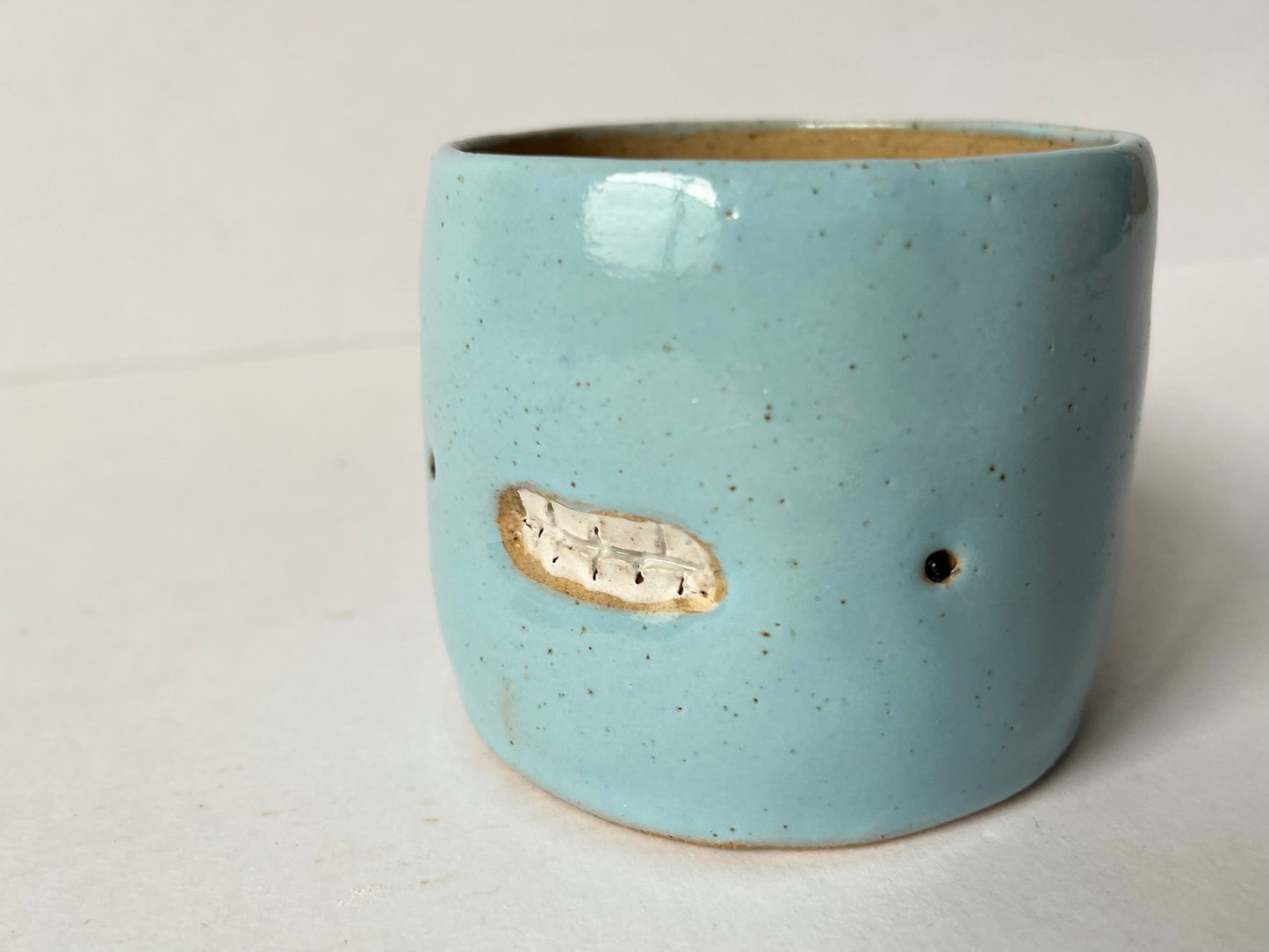 Light blue teethie hand-built stoneware plant pot by REBECCA EDELMANN Ceramics