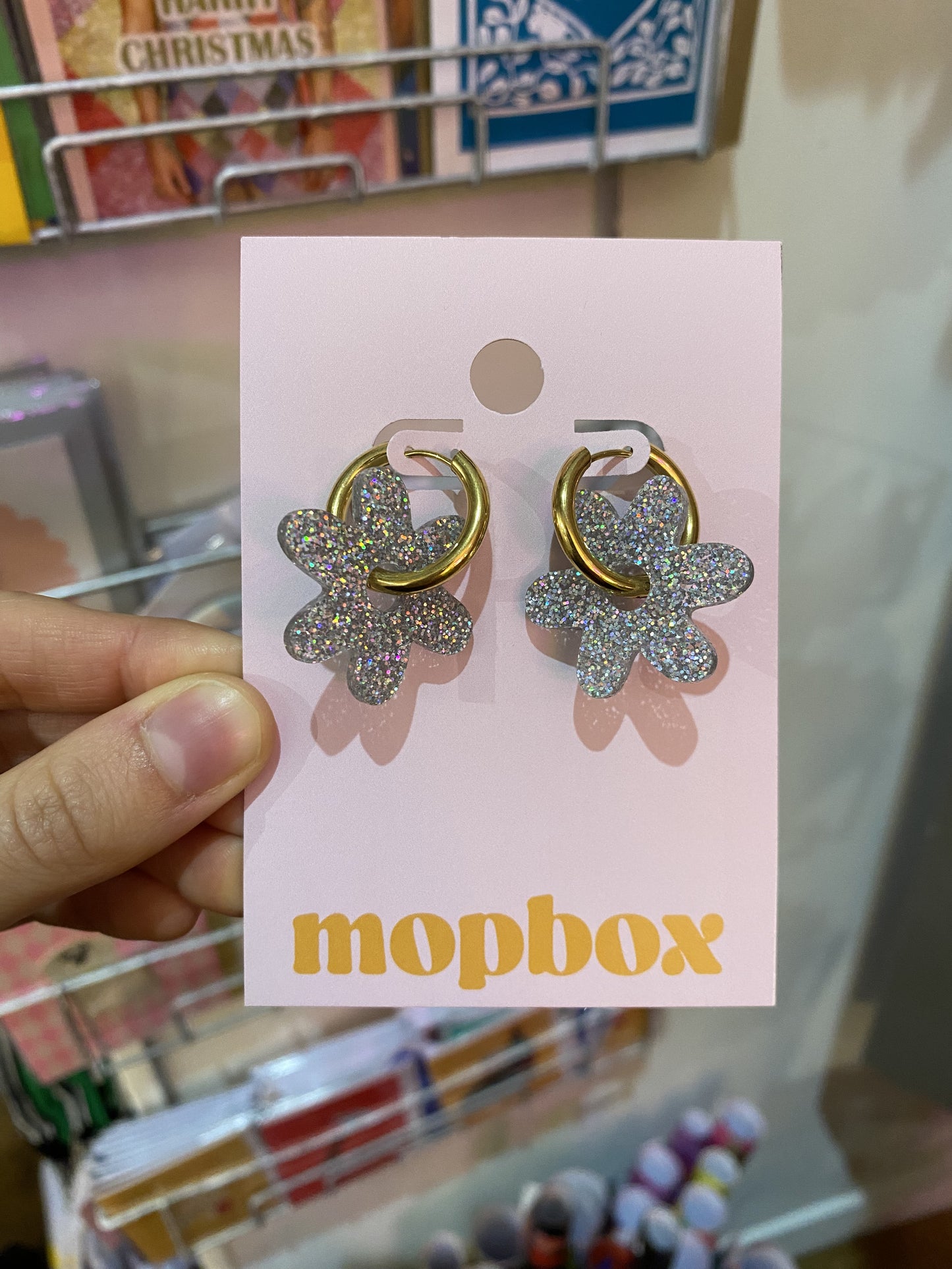 Flower Hoops - Holo Party - Everyday Glitter Earrings by Mopbox