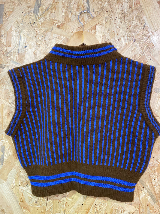 'OH' BROWN/BLUE knitted SWEATER by WhatMegKnits