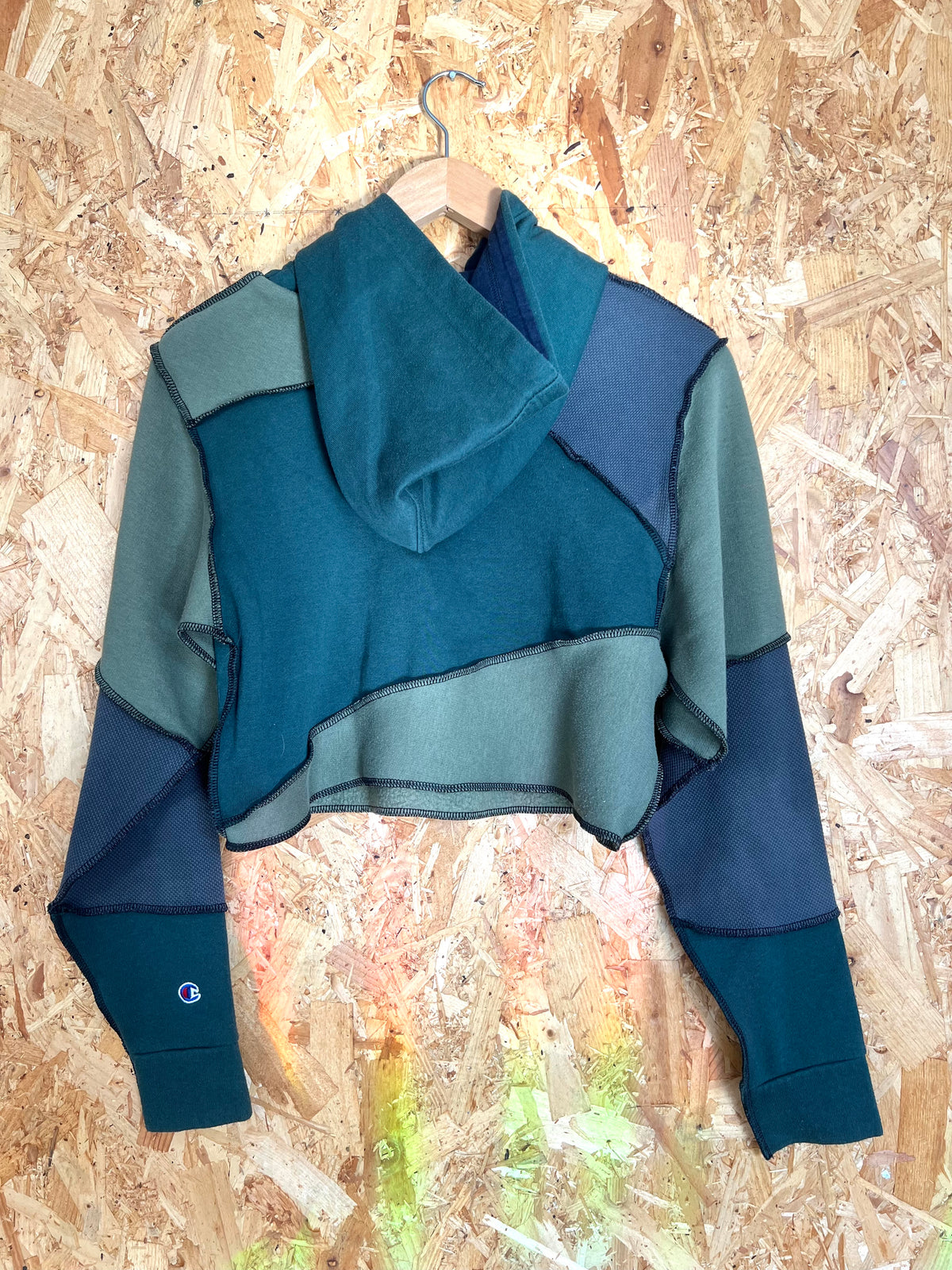 Reworked Brand Top, Cropped Hoody By Latham Street