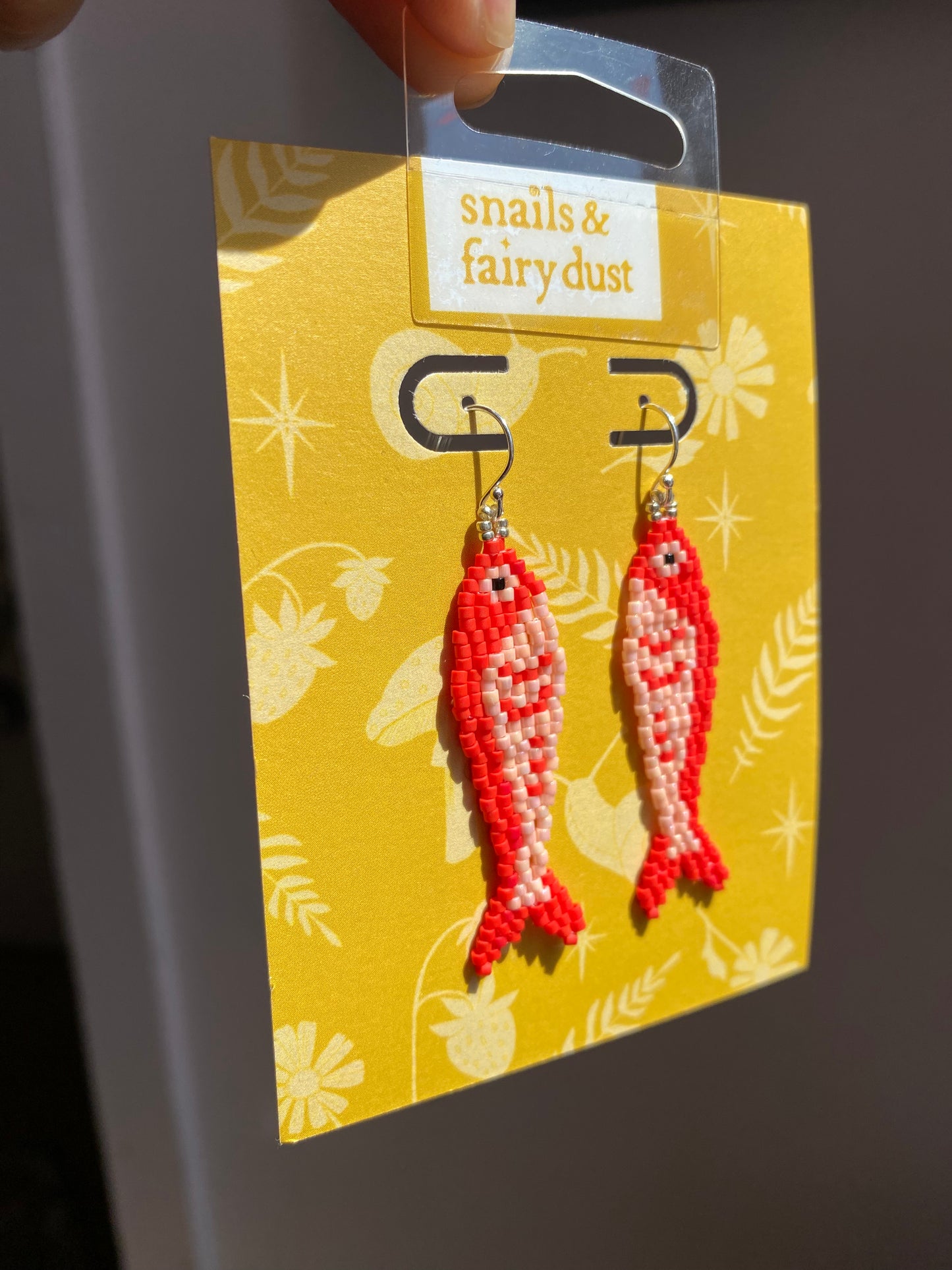 Red Fish Beaded Earring by Snails & Fairy Dust