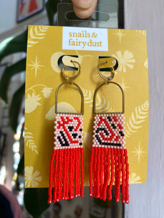 Pink Square Beaded Earring by Snails & Fairy Dust