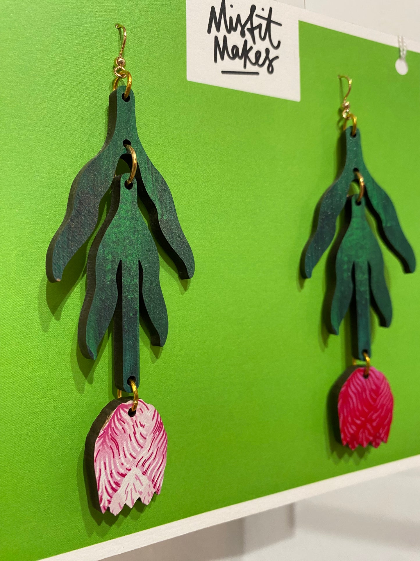 Purple and Peach Tulip Earrings by Misfit Makes