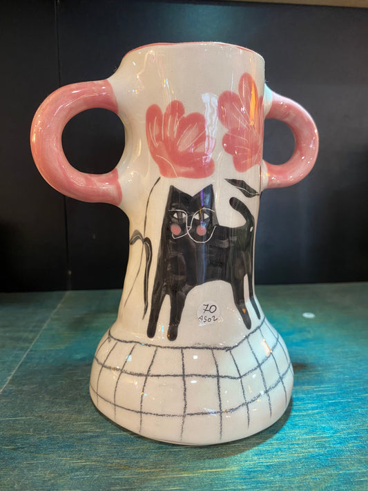 Ceramic Cat Vase by Anna Soba