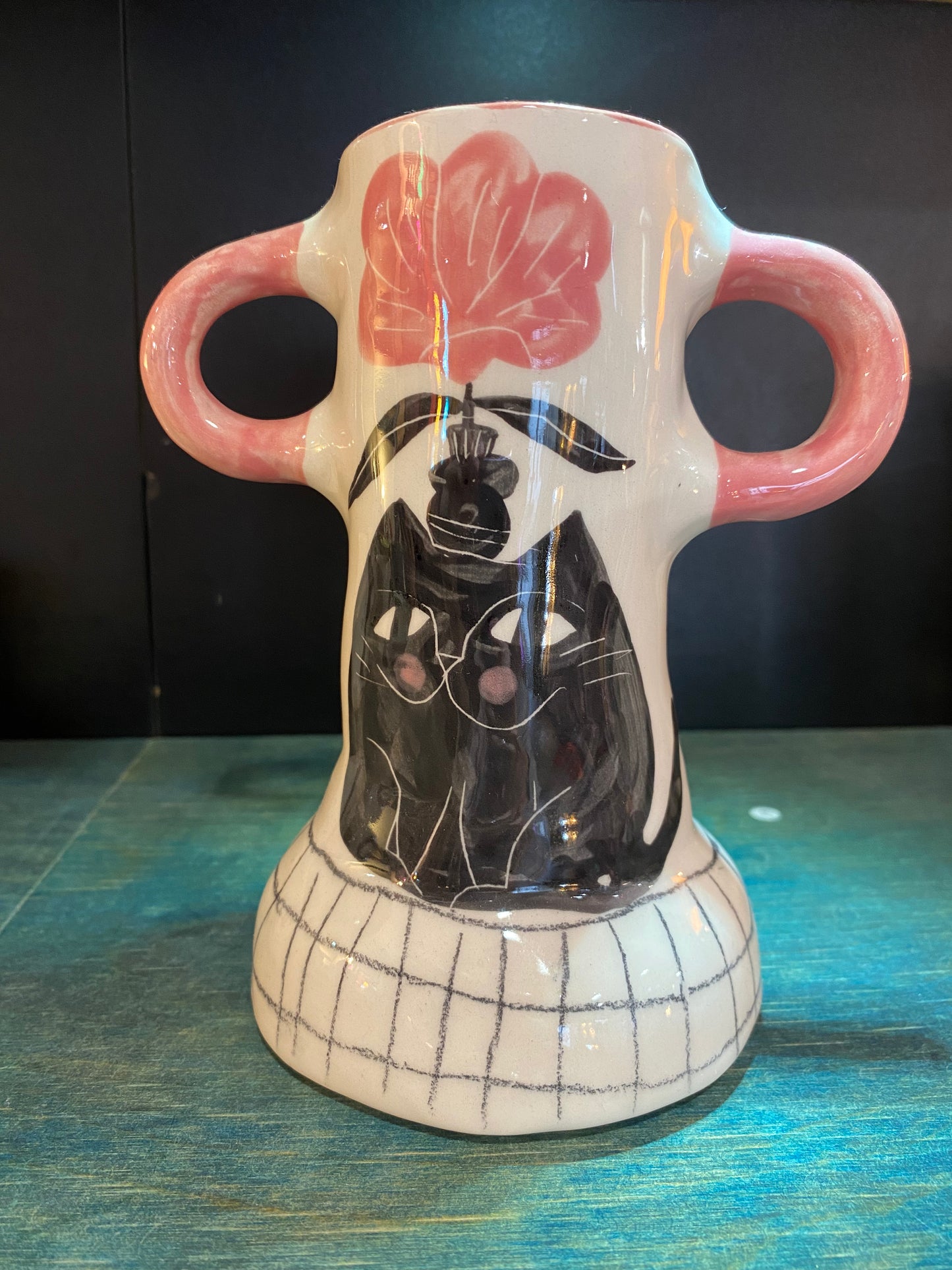 Ceramic Cat Vase by Anna Soba