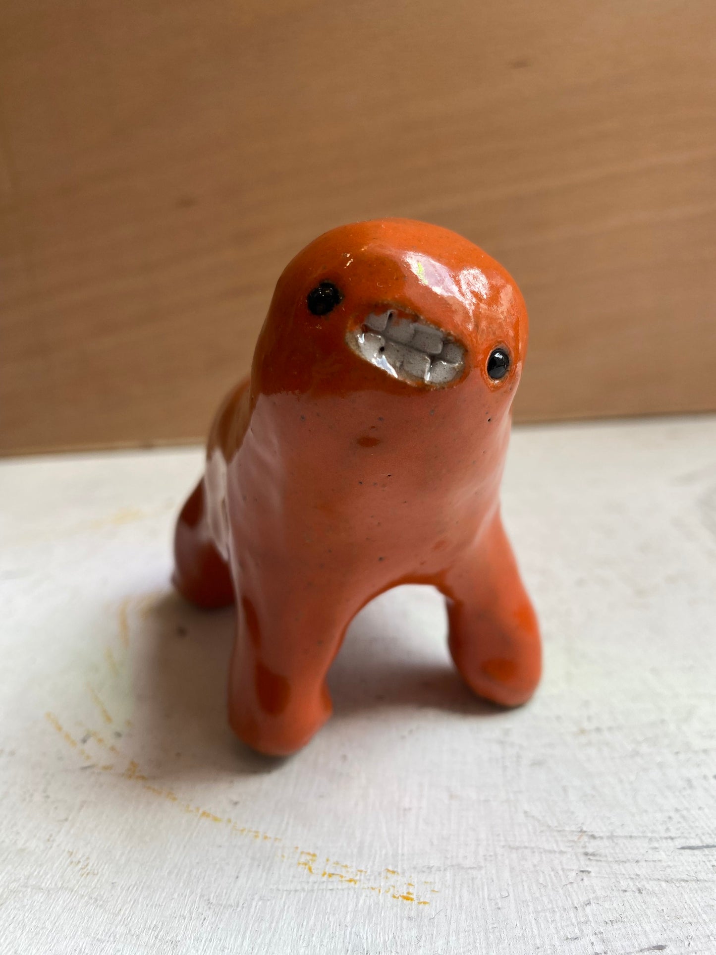 Orange Ceramic Teethie by Rebecca Edelmann ceramics