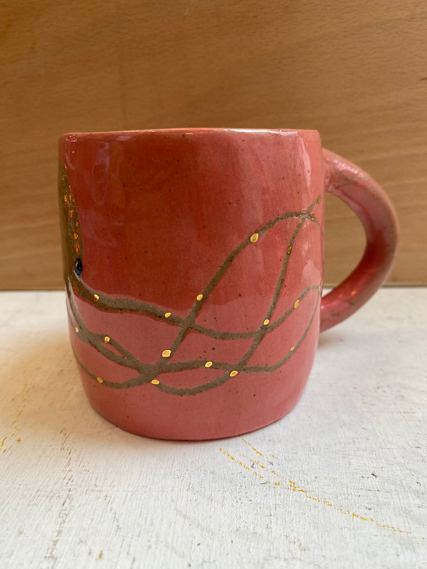 Octopus with real gold detail ceramic stoneware Orange mug by REBECCA EDELMANN Ceramics (Copy)