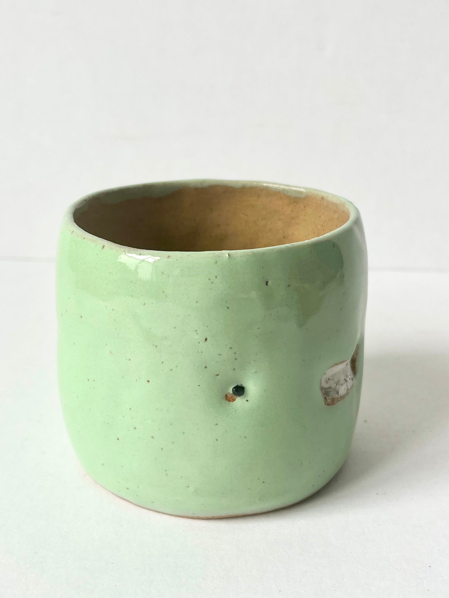 Light mint teethie tumbler, hand-built stoneware cup by REBECCA EDELMANN Ceramics