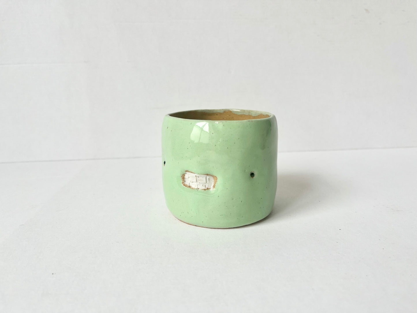 Light mint teethie tumbler, hand-built stoneware cup by REBECCA EDELMANN Ceramics