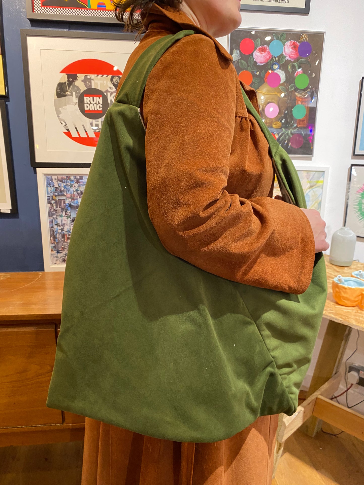 Handmade Bag with Green Italian Velvet by RELAB