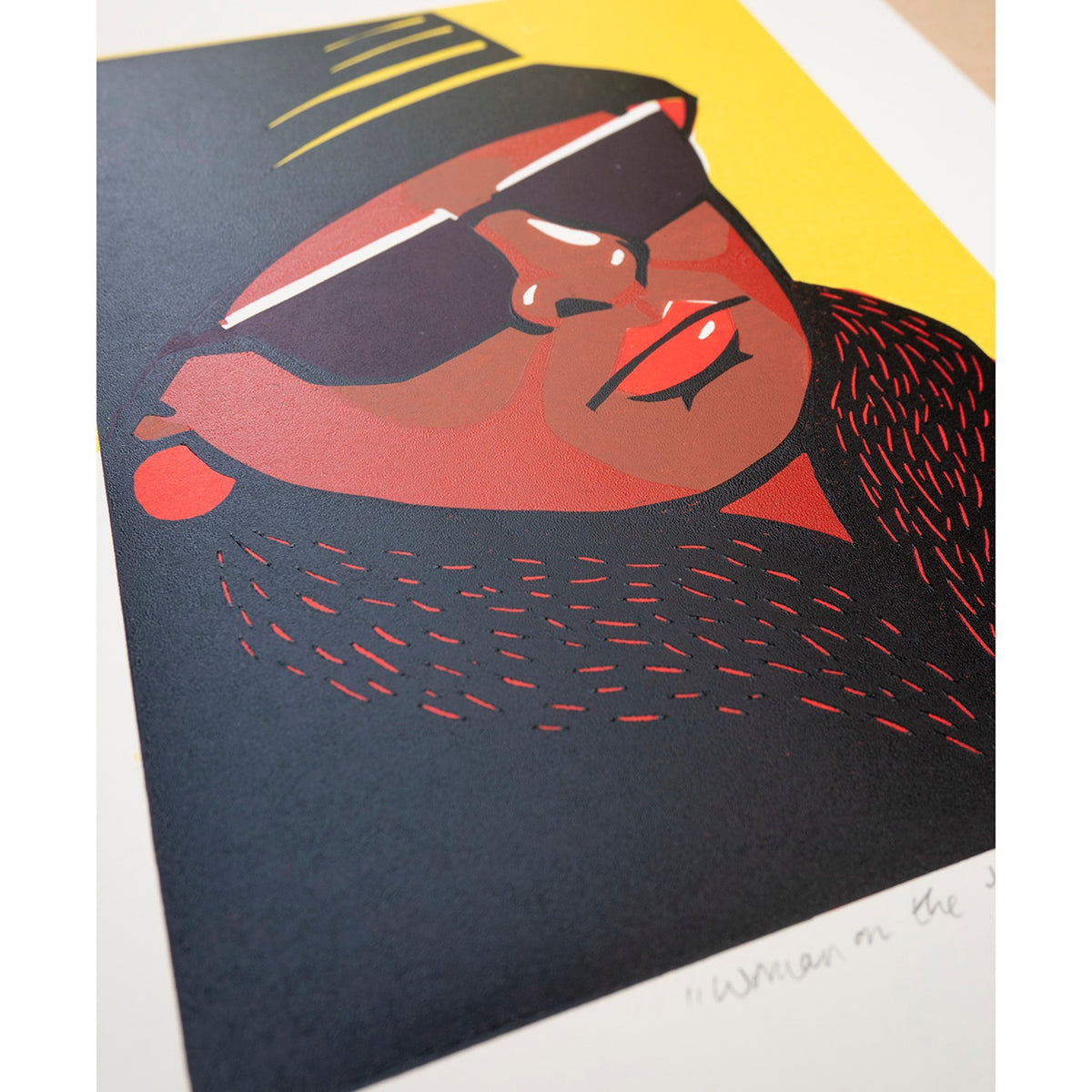 Woman On The Metro Lino Print By Kate Gerrard