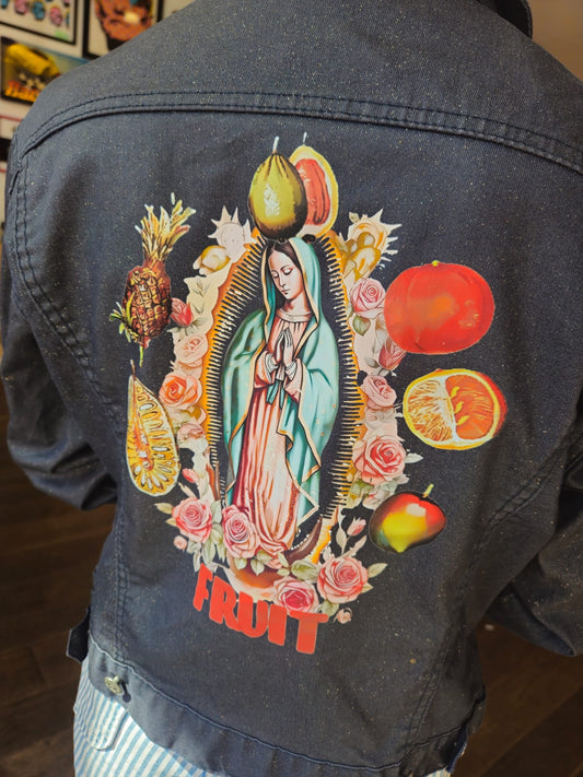 Upcycled Vintage black glittery Denim Jacket by Snacks