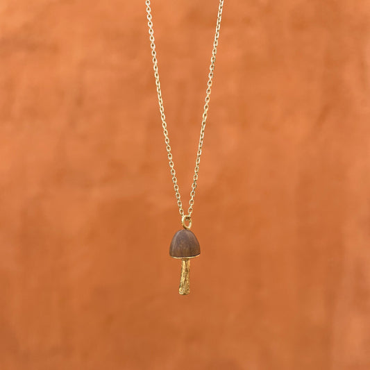 Gold vermeil & Oak 'Lucky Mushroom' Pendant by Phoebe