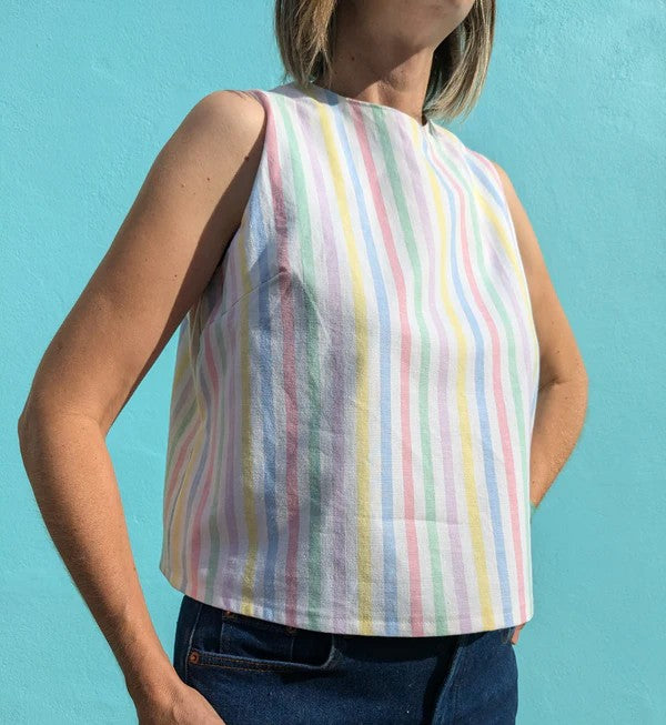 Handmade Vintage Candy Stripe Sleeveless Top By Patchwork Park