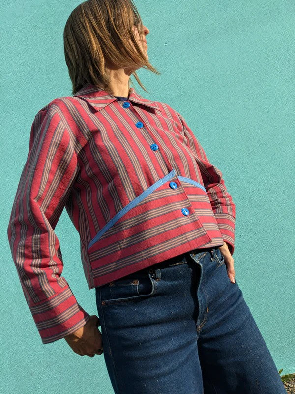 Handmade Vintage Rhubarb Stripe Jacket By Patchwork Park