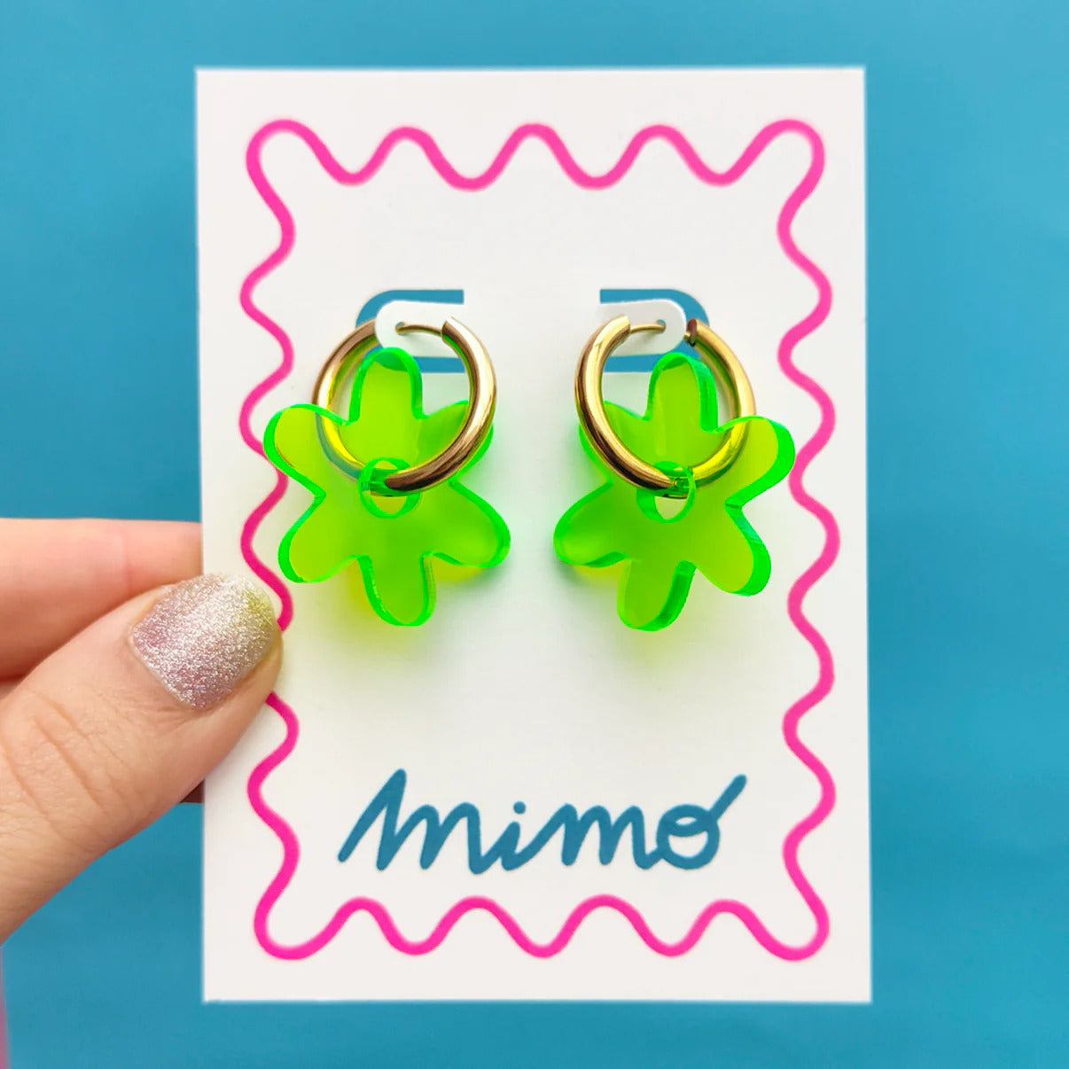 Flower Hoops - Lime Jelly - Everyday Earrings by Mopbox