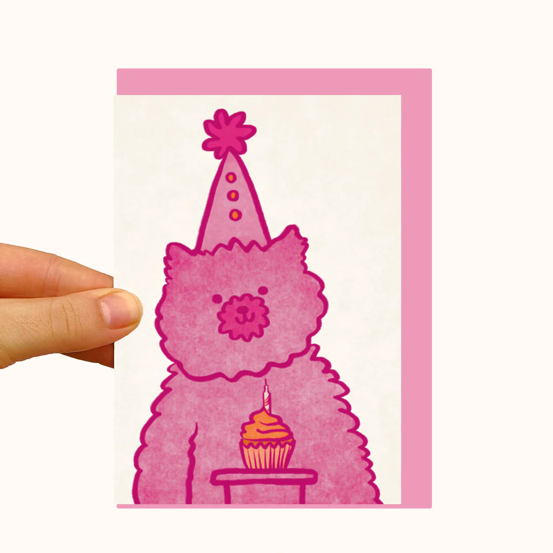 Pink Party Bear - Pearlescent Birthday Card by MopBox