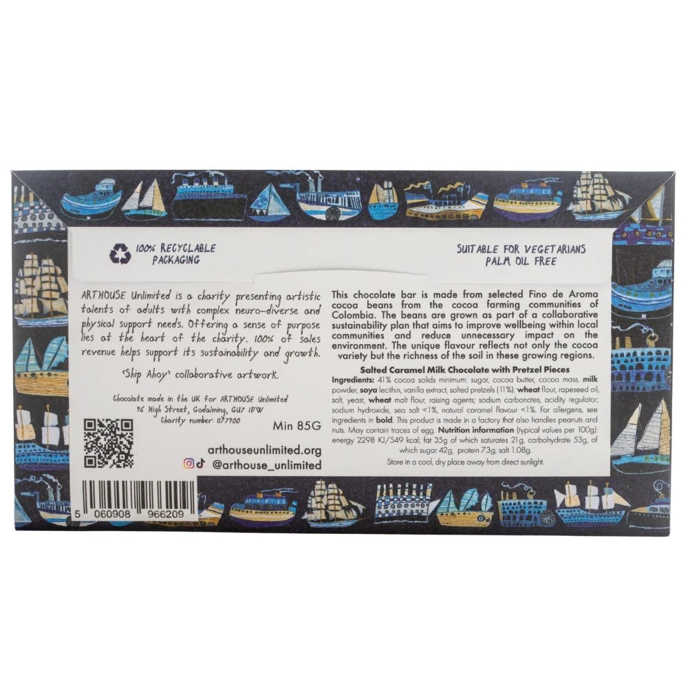 Ship Ahoy, Salted Caramel Milk Chocolate with Pretzel Pieces by ARTHOUSE