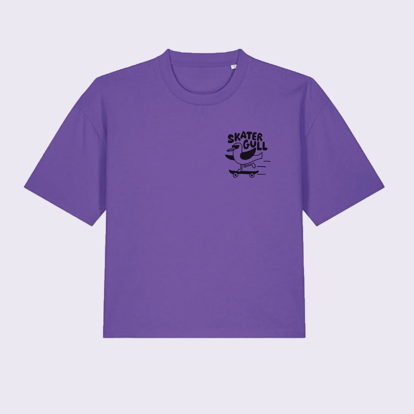 SKATER GULL design purple boxy T-shirt by Hello Dodo