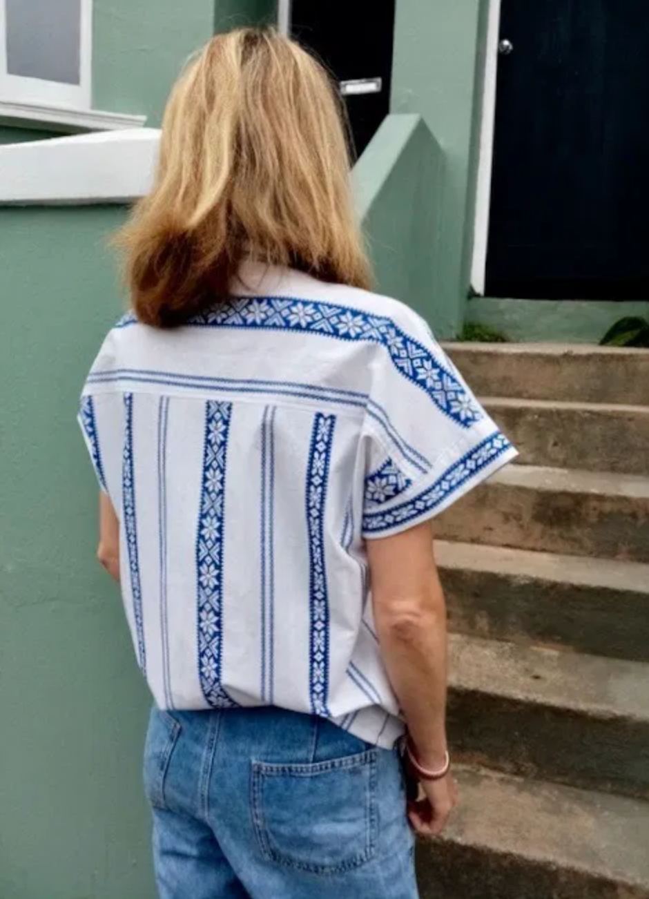 Lydia - White embroidered Shirt by Zazcca
