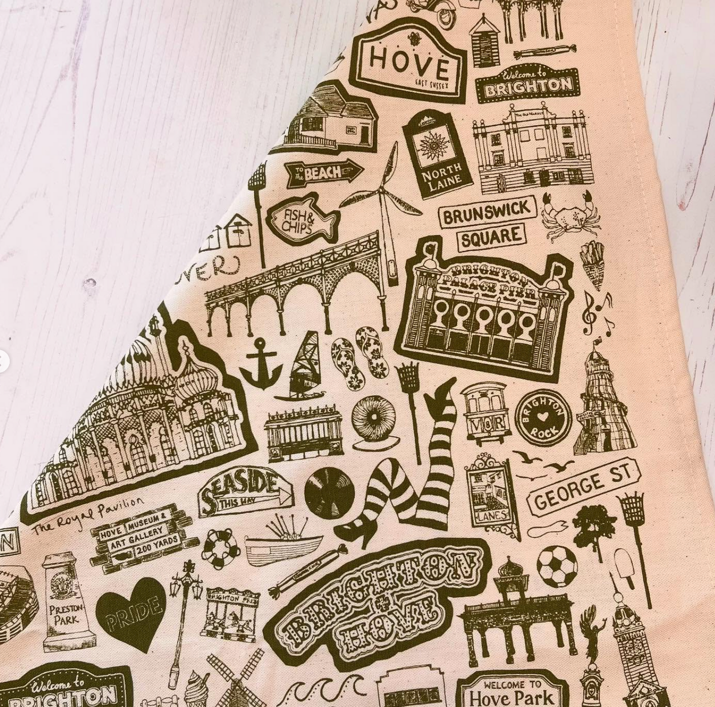 Brighton and Hove Themed Tea-Towel by Martha Mitchell
