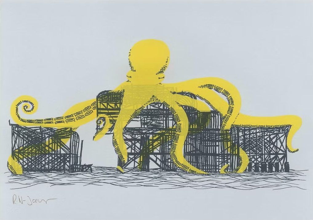 West Pier Art Print by Ruth Wragg-Jones