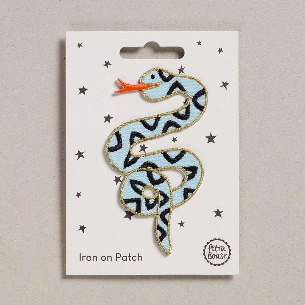 Blue Snake Iron on Patch By Petra Boase