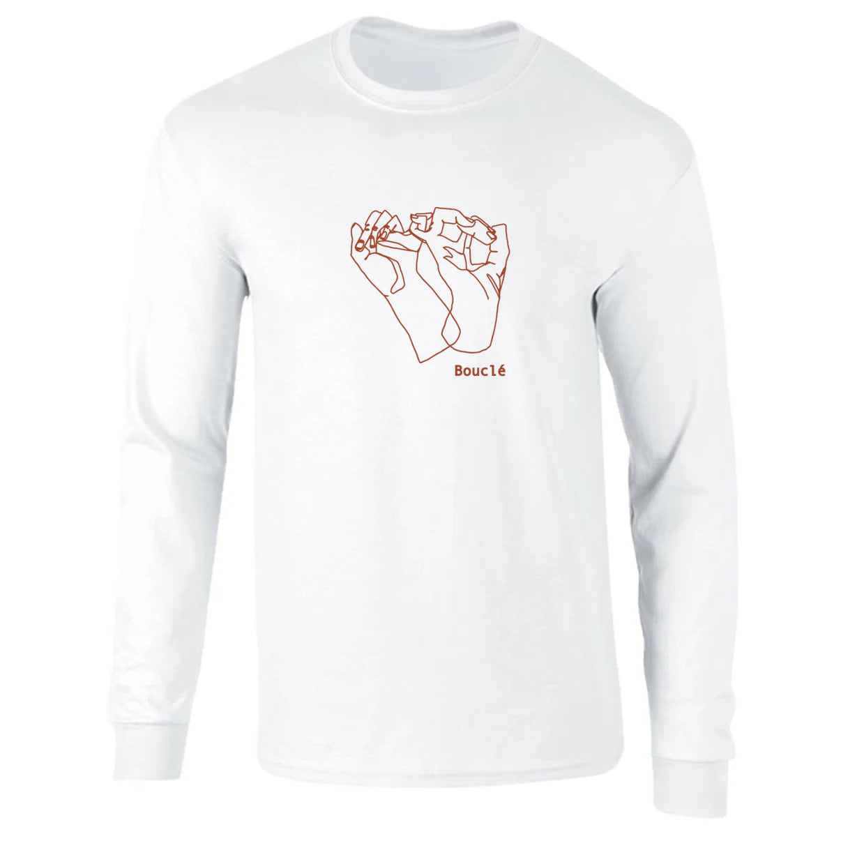 Interlinked Hands Screen Printed White Long Sleeved by Bouclé