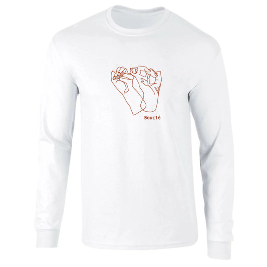 Interlinked Hands Screen Printed White Long Sleeved by Bouclé