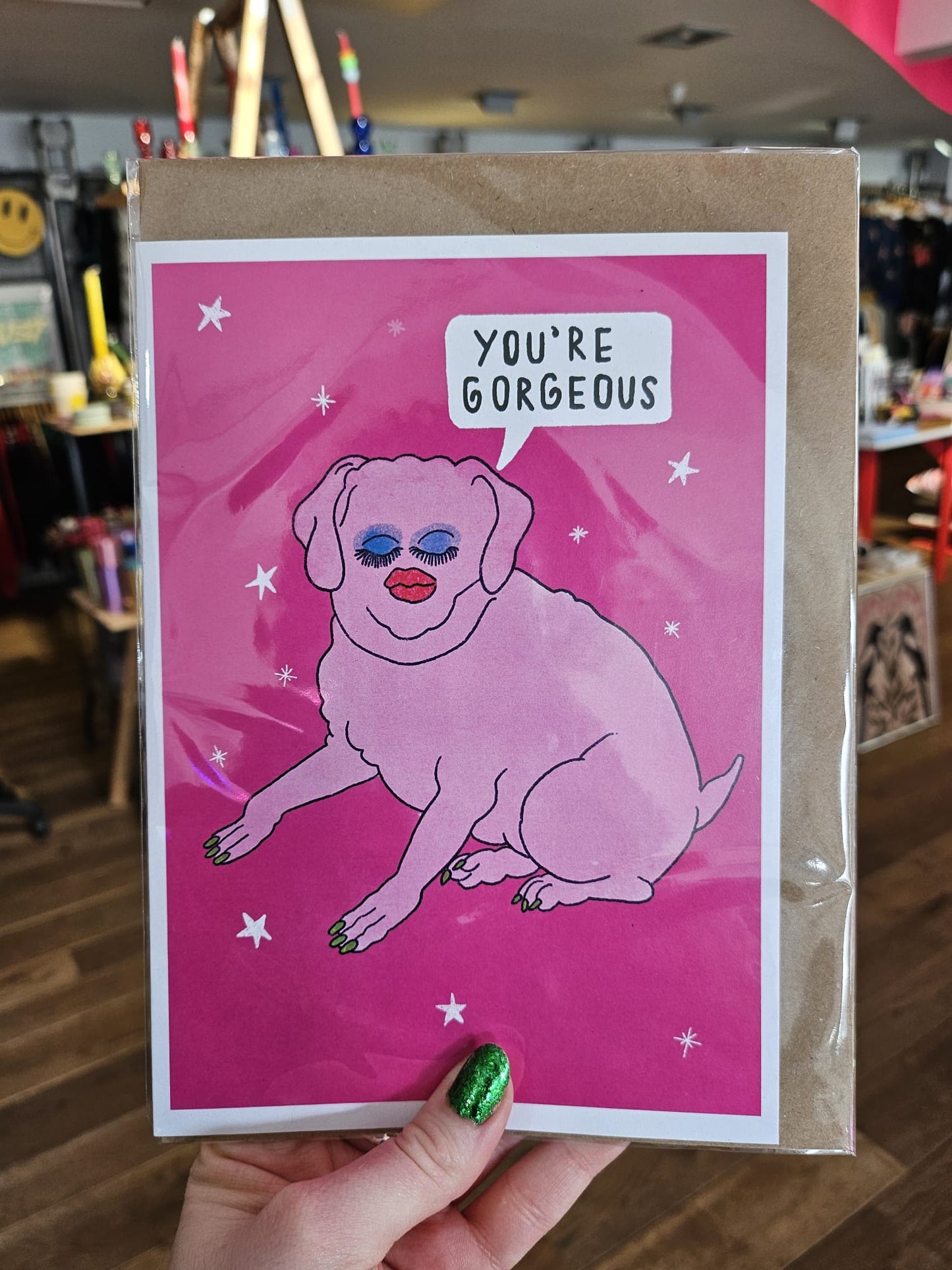 You're Gorgeous Greetings Card by Louise Mcfarlane