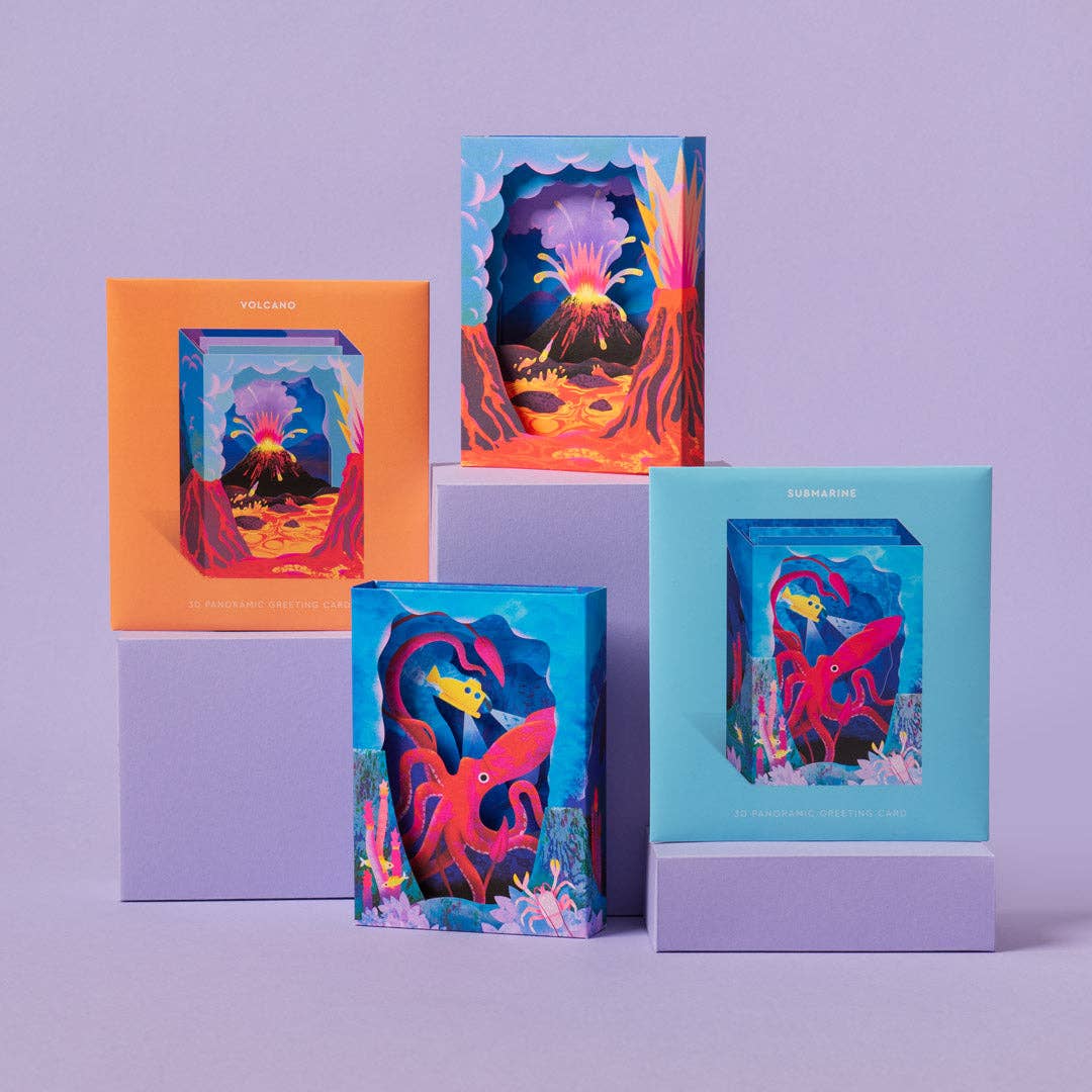 Volcano Greeting 3D Card By Oh Deer