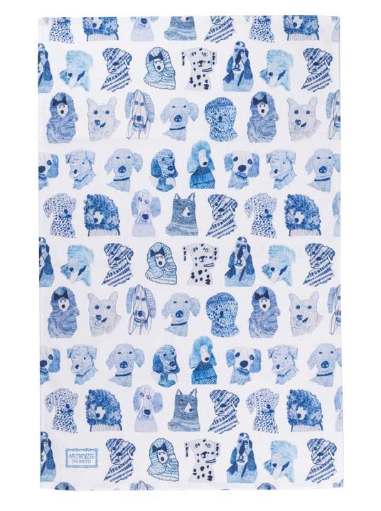 Blue Dogs, 100% Organic Cotton Tea Towel by ARTHOUSE