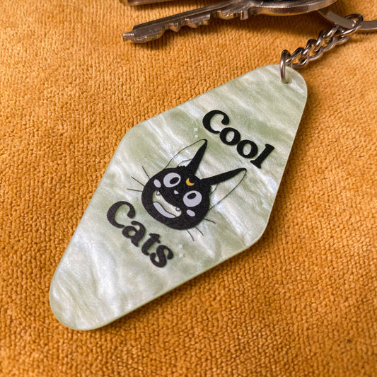 Cool Cats green marble effect Acrylic Keyring by Studio Pasetl