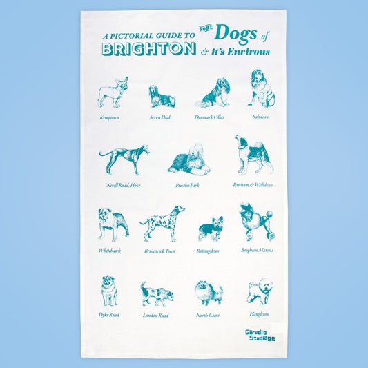 Dogs of Brighton tea towel by Garudio