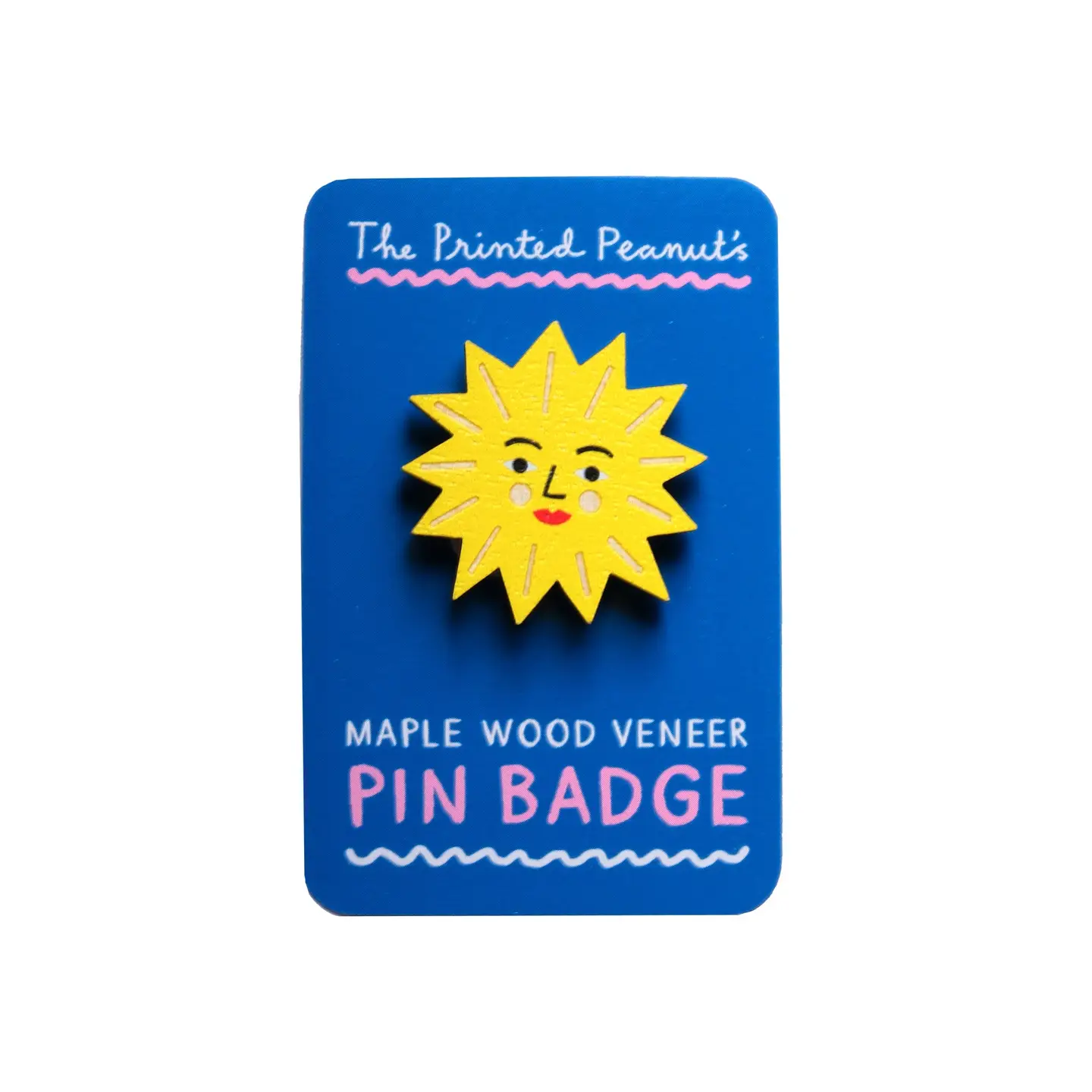 Sun Printed Wooden Pin Badge by The Printed Peanut
