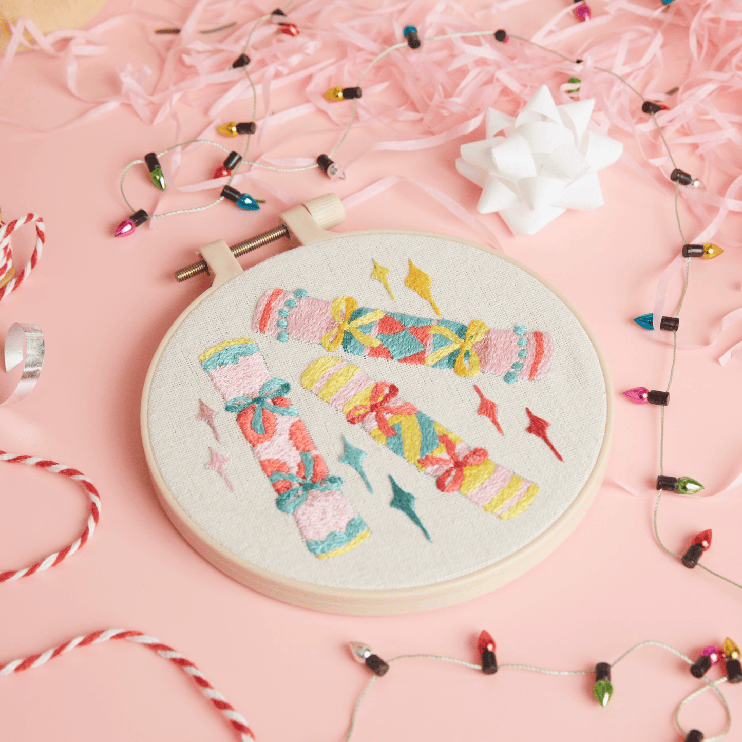 Xmas Crackers Embroidery Kit By West Design Products