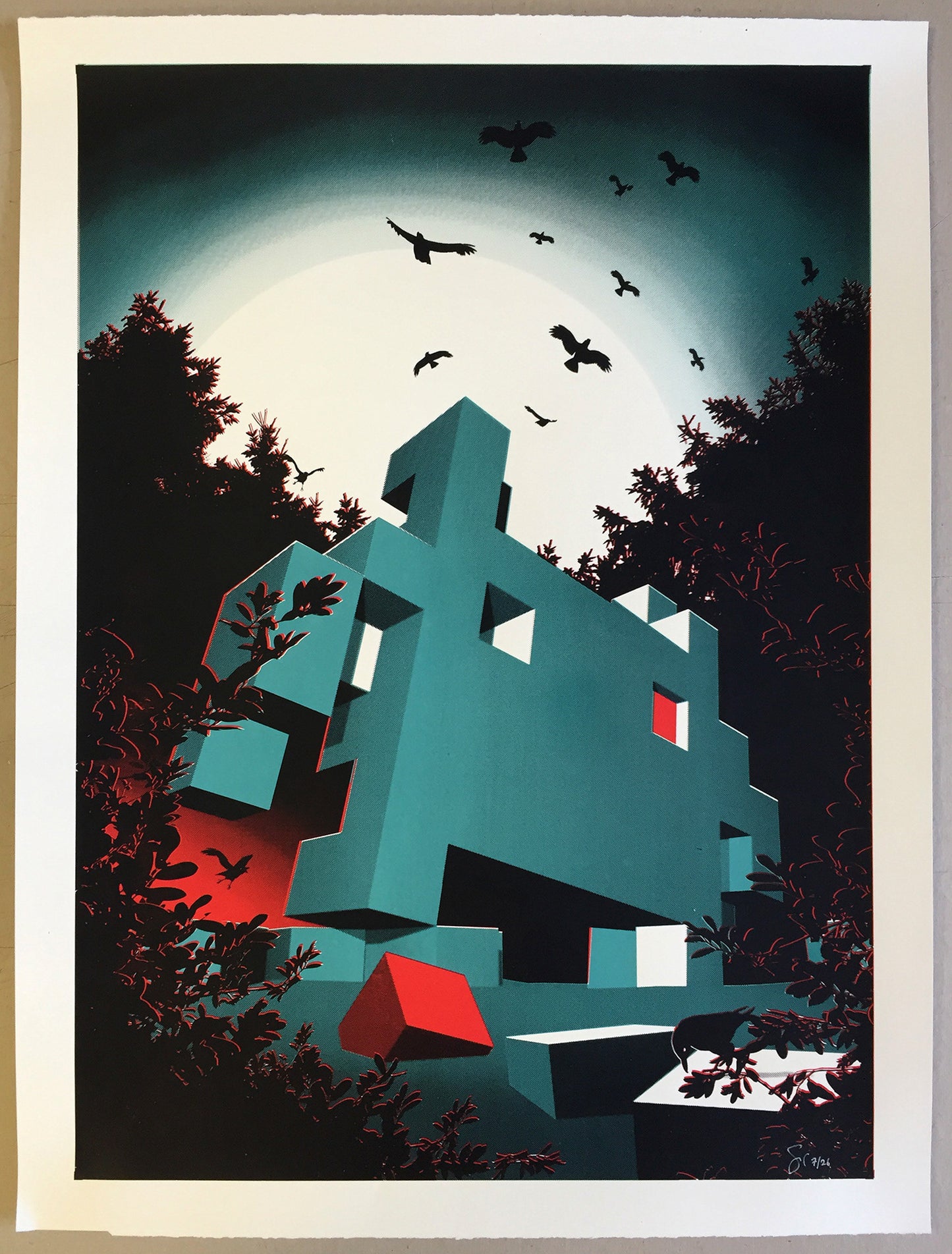 Invader limited edition signed 44cm x 61.5cm screen print by The Chunkives