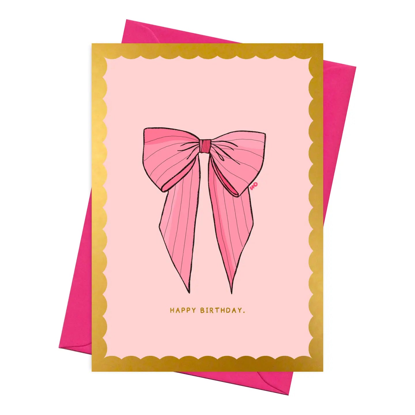 Pink Bow Birthday Foiled Card by Freya Niamh Design