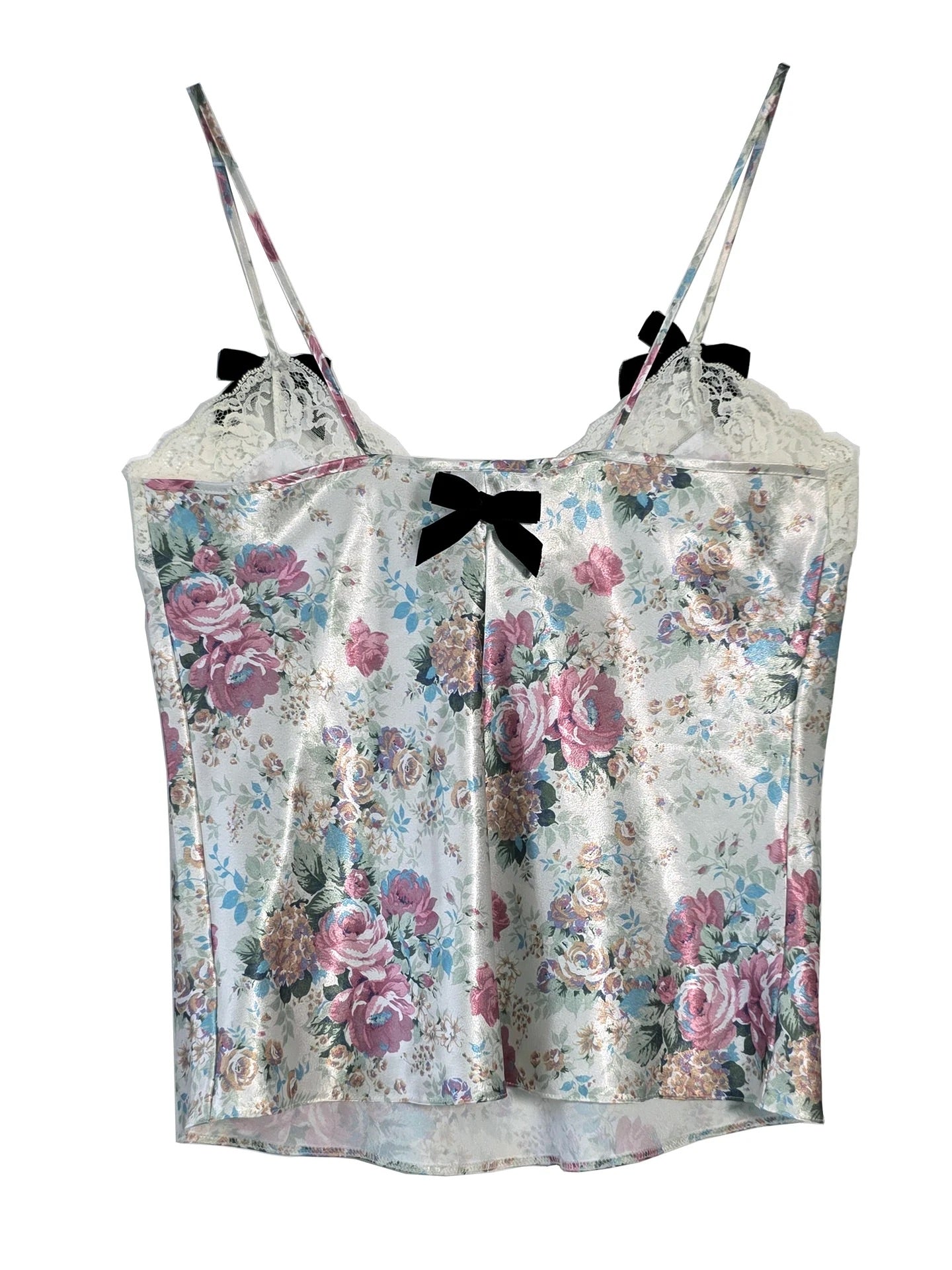 Posey Floral Cami Top with Mini Black Velvet Bows by Odd Janko