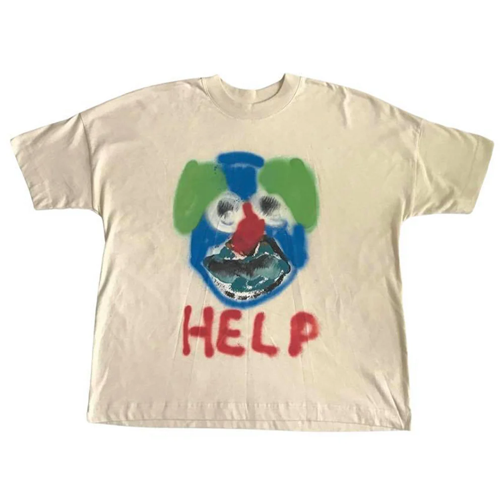 'HELP' Skater beige style t-shirt by Pootonmynoot